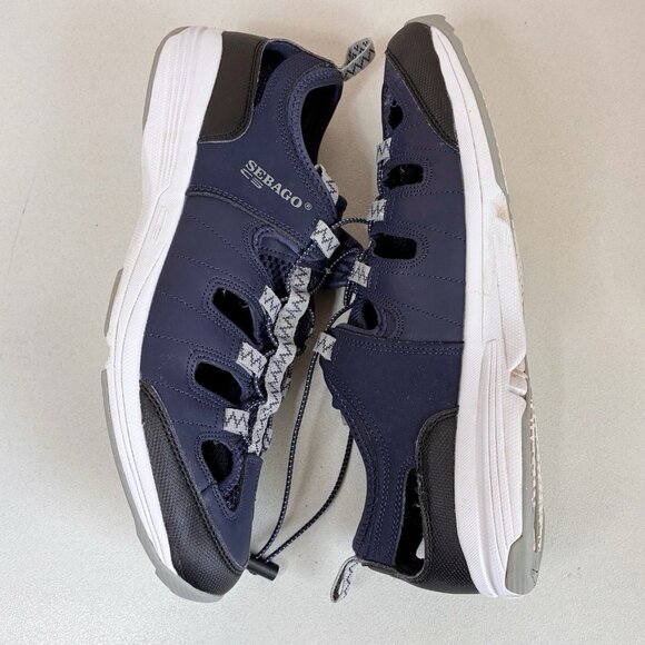 Sebago Cyphon Sea Fisherman Sandal Mens 11.5 Navy Blue Nubuck Upper Bungee - Picture 7 of 11